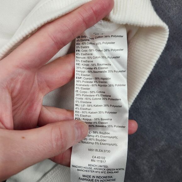 Bench Urbanwear Womens 3/4 sleeve loose fit White Sweater Top size Small - Picture 9 of 12